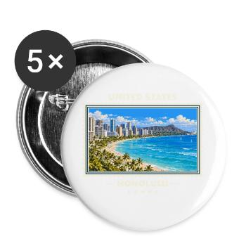 Vereinigte Staaten Honolulu Vintage Reisemarke - Buttons groß 56 mm (5er Pack) - Weiß - Vorne