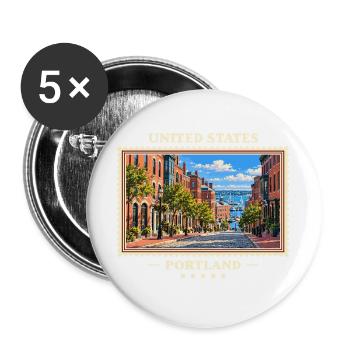 Vereinigte Staaten Portland Maine Vintage Reisemar - Buttons groß 56 mm (5er Pack) - Weiß - Vorne