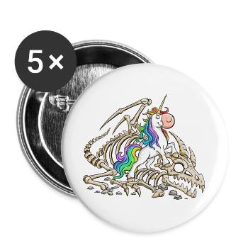 Einhorn Drache Drachenskelett Fabelwesen Fantasy - Buttons groß 56 mm (5er Pack) - Weiß - Vorne