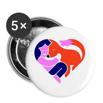 Fuchs verliebt - Buttons groß 56 mm (5er Pack) - Weiß - Vorne