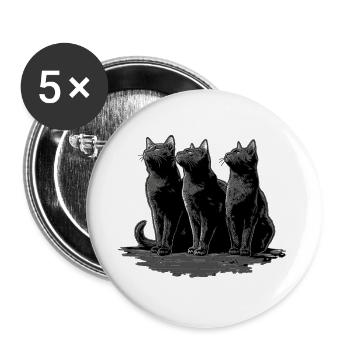 Katzen  - Buttons groß 56 mm (5er Pack) - Weiß - Vorne