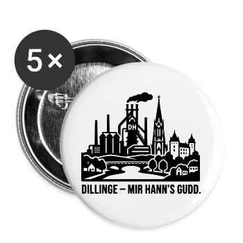 Dillingen Stadt Silhouette Spruch Mir hann's gudd - Buttons groß 56 mm (5er Pack) - Weiß - Vorne