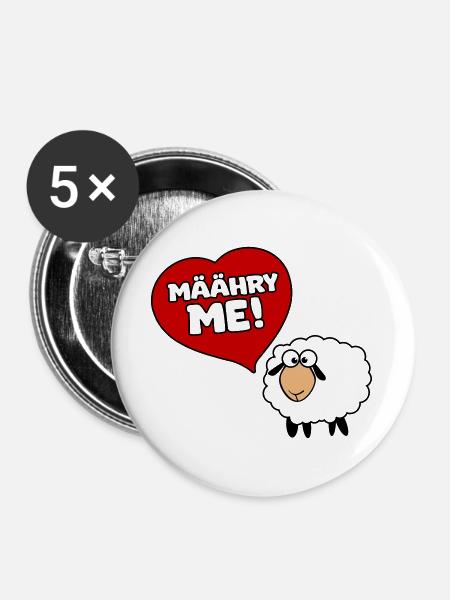 Määhry me! Heiratsantrag vom Schaf - Buttons groß 56 mm (5er Pack) - Weiß