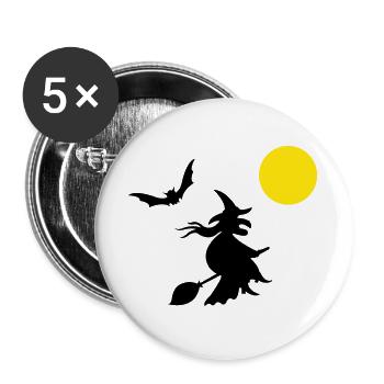 hexe_halloween - Buttons groß 56 mm (5er Pack) - Weiß - Vorne