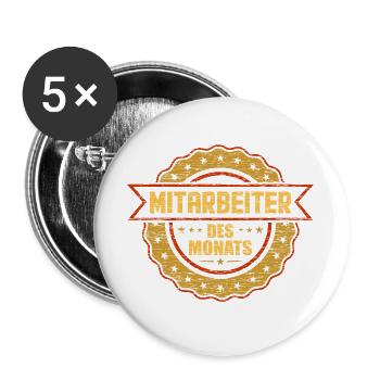 Mitarbeiter des Monats Arbeitskollege Geschenk - Buttons groß 56 mm (5er Pack) - Weiß - Vorne