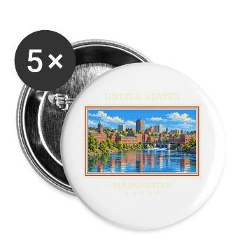 Vereinigte Staaten Manchester New Hampshire - Buttons groß 56 mm (5er Pack) - Weiß - Vorne
