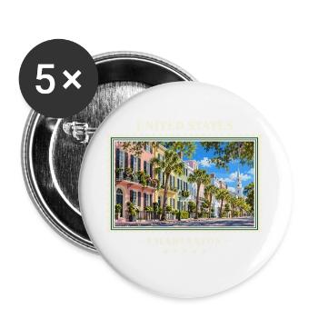 Vereinigte Staaten Charleston South Carolina - Buttons groß 56 mm (5er Pack) - Weiß - Vorne