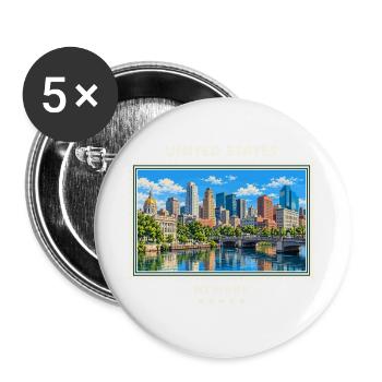 Vereinigte Staaten Newark Vintage Reisemarke - Buttons groß 56 mm (5er Pack) - Weiß - Vorne