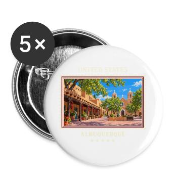 Vereinigte Staaten Albuquerque Vintage Reisemarke - Buttons groß 56 mm (5er Pack) - Weiß - Vorne