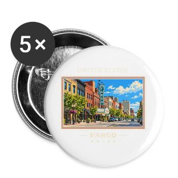 Vereinigte Staaten Fargo Vintage Reisemarke - Buttons groß 56 mm (5er Pack) - Weiß - Vorne
