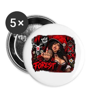  Forest Gothic Frau Im Düsteren Wald Mit Roten - Buttons groß 56 mm (5er Pack) - Weiß - Vorne
