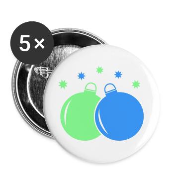 Neon-Weihnachtskugeln Duo - Buttons groß 56 mm (5er Pack) - Weiß - Vorne