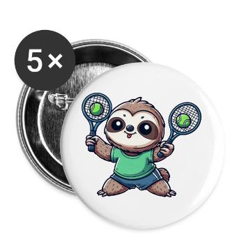 Niedliche Faultier Doppelspieler  - Buttons groß 56 mm (5er Pack) - Weiß - Vorne
