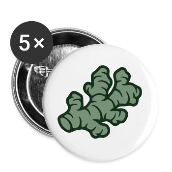 Ingwer Wurzel Grafik - Buttons groß 56 mm (5er Pack) - Weiß - Vorne