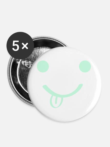 Smileface - Buttons groß 56 mm (5er Pack) - Weiß