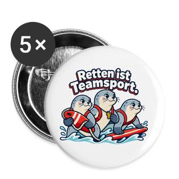 Rettungsschwimmer Lifeguard Wasserrettung Team - Buttons groß 56 mm (5er Pack) - Weiß - Vorne