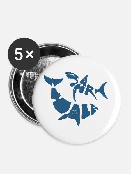 SW_LOGO_5_BLEU - Buttons groß 56 mm (5er Pack) - Weiß