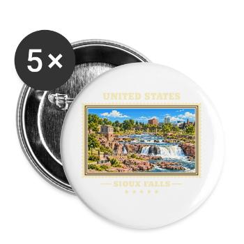 Vereinigte Staaten Sioux Falls Vintage Reisemarke - Buttons groß 56 mm (5er Pack) - Weiß - Vorne