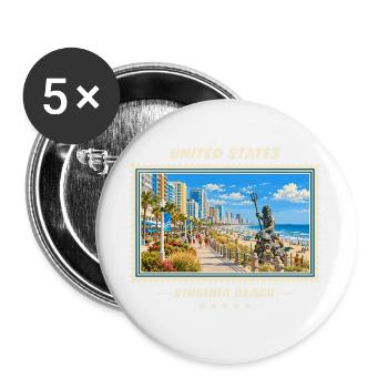 Vereinigte Staaten Virginia Beach Vintage Marke - Buttons groß 56 mm (5er Pack) - Weiß - Vorne