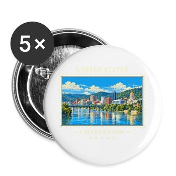 Vereinigte Staaten Charleston West Virginia - Buttons groß 56 mm (5er Pack) - Weiß - Vorne