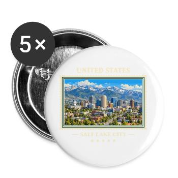 Vereinigte Staaten Salt Lake City Vintage Marke - Buttons groß 56 mm (5er Pack) - Weiß - Vorne