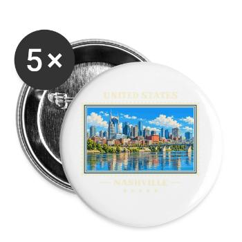 Vereinigte Staaten Nashville Vintage Reisemarke - Buttons groß 56 mm (5er Pack) - Weiß - Vorne