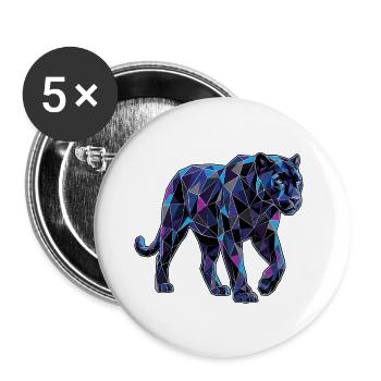 Poly Stil Panther - Buttons groß 56 mm (5er Pack) - Weiß - Vorne