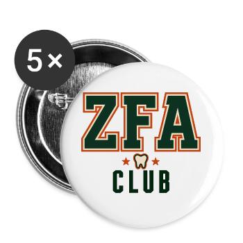 ZFA Club – Zahnmedizinisches Praxisteam - Buttons groß 56 mm (5er Pack) - Weiß - Vorne