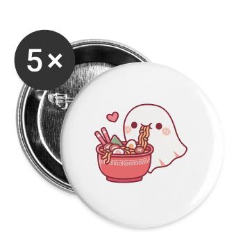 Der süße Geist liebt es, japanische Ramen-Nudeln zu essen - Buttons groß 56 mm (5er Pack) - Weiß - Vorne