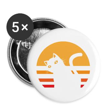 Katze Sonnenuntergang - Buttons groß 56 mm (5er Pack) - Weiß - Vorne
