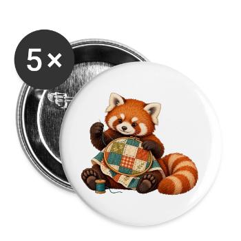 Roter Panda quiltet von Hand - Buttons groß 56 mm (5er Pack) - Weiß - Vorne