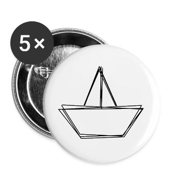 Papierboot handgezeichnet - Buttons groß 56 mm (5er Pack) - Weiß - Vorne