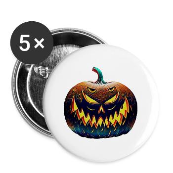 Halloween-Kuerbis - Buttons groß 56 mm (5er Pack) - Weiß - Vorne