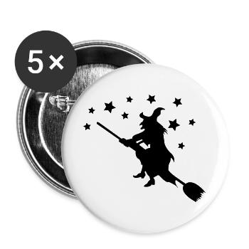 Hexe - Buttons groß 56 mm (5er Pack) - Weiß - Vorne