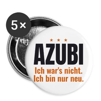 Azubi – Ich war's nicht. Ich bin nur neu - Buttons groß 56 mm (5er Pack) - Weiß - Vorne