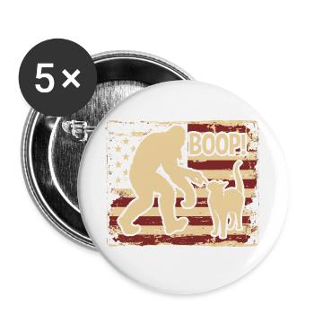 American Flag Bigfoot Yeti Boop The Snoot Cat Humo - Buttons groß 56 mm (5er Pack) - Weiß - Vorne