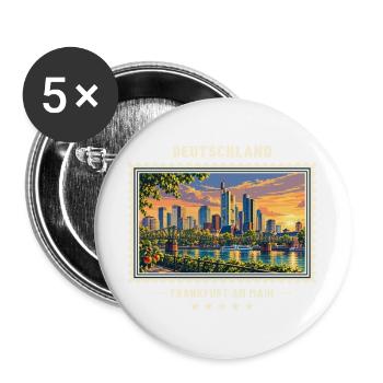 Deutschland Frankfurt am Main Vintage Reisemarke - Buttons groß 56 mm (5er Pack) - Weiß - Vorne