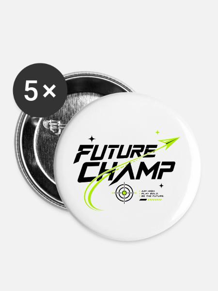 DARTZWERGE - Future Champ - Buttons groß 56 mm (5er Pack) - Weiß
