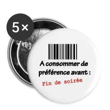 T-shirt Humour célibataire : A consommer - Lot de 5 grands badges (56 mm) - blanc - Devant