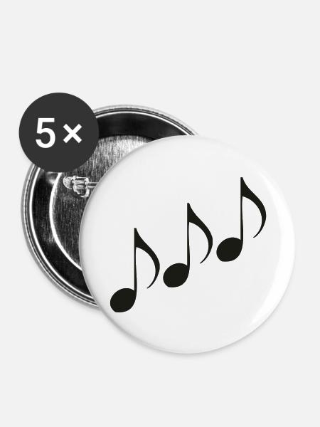 Musiknoten - Buttons groß 56 mm (5er Pack) - Weiß