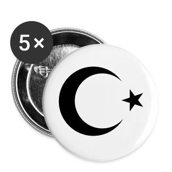 Turkey Türkiye Moon Star - Buttons large 2.2''/56 mm (5-pack) - white - Front