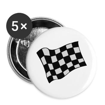 Racing Chequered Flag - Buttons large 2.2''/56 mm (5-pack) - white - Front