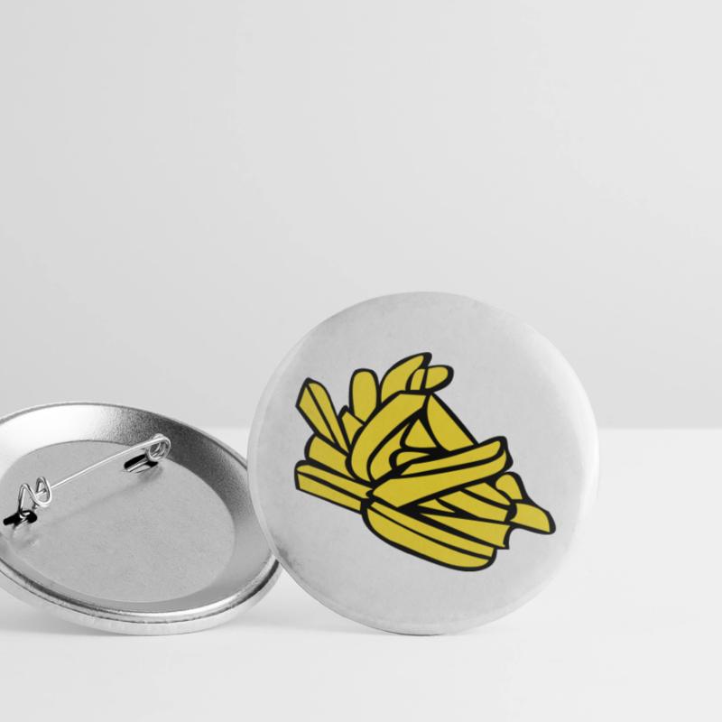 Pommes frites oder Chips Buttons groß 56 mm (5er Pack)