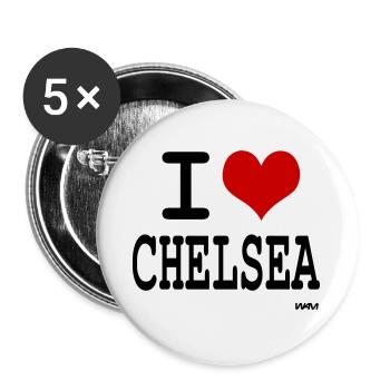 I love chelsea - couleurs personnalisables - Lot de 5 grands badges (56 mm) - blanc - Devant