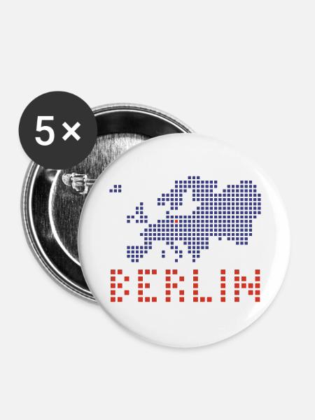 Berlin - Buttons groß 56 mm (5er Pack) - Weiß