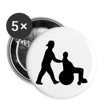 Altenpfleger schiebt Senior im Rollstuhl - Buttons groß 56 mm (5er Pack) - Weiß - Vorne