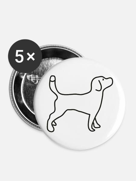 Beagle - Buttons groß 56 mm (5er Pack) - Weiß