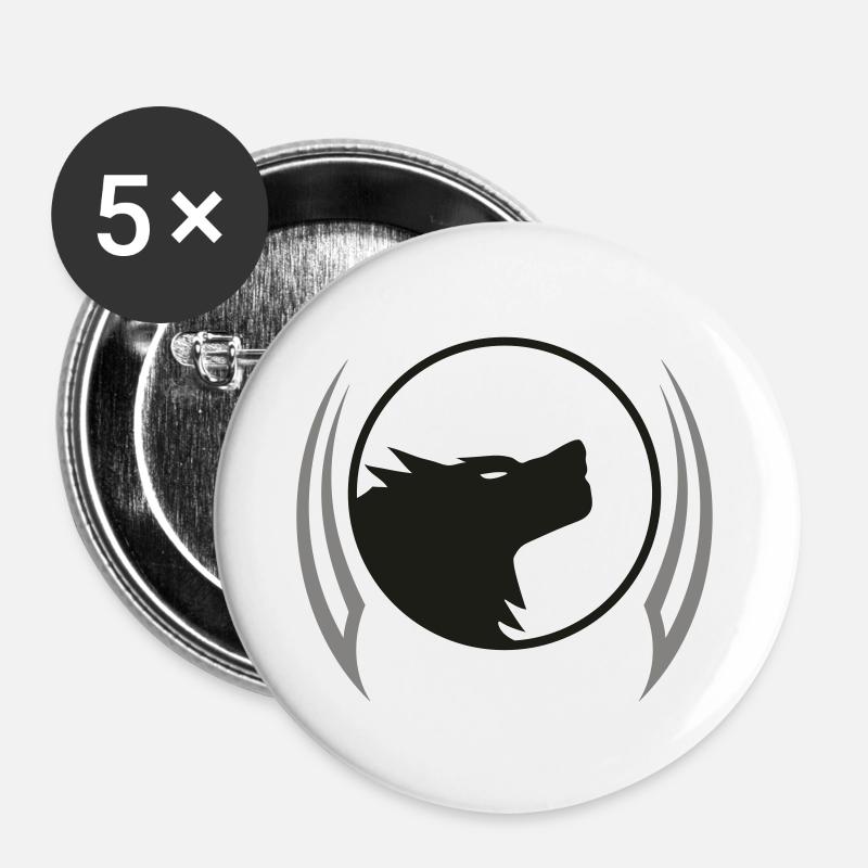Wolf - Buttons large 2.2''/56 mm (5-pack) - white
