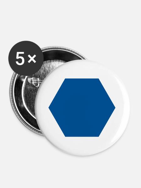 Sechseck - Buttons groß 56 mm (5er Pack) - Weiß