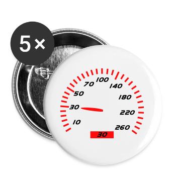 30 Anniversaire - Lot de 5 grands badges (56 mm) - blanc - Devant